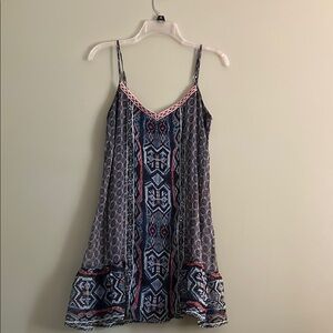 Band of Gypsies Blue and Red Patterned Mini Dress